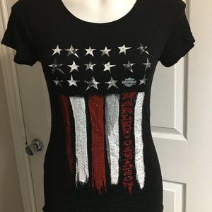 New Ring of Fire Harley Davidson Patriotic T Shirt 34 Bust Medium